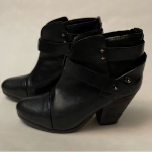 Rag & Bone Harrow Leather Ankle Boot, Black, Women’s Size 4 to 4.5 (35)
